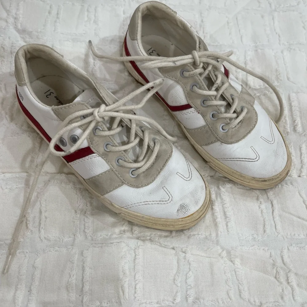Boys Zara leather retro sneakers size 12.5 - Picture 1 of 4